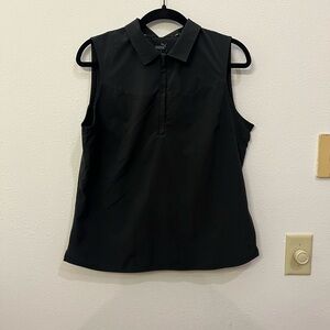 Puma Black Fitted Sleeveless Polo Golf Outdoor Sports Active Blouse L